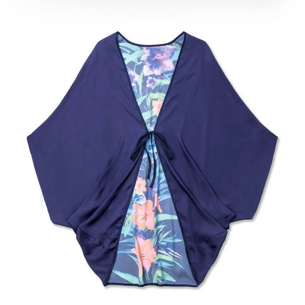 WET Swimwear Hyper Tropical Kalani Swim Coverup Tie Front Floral Back Size M/L